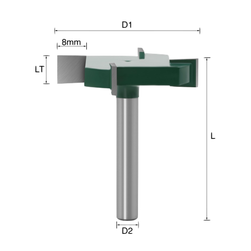 SpeTool Fraise à Surfacer 8mm Diamètre de Tige 38,1 mm Diamètre de Coupe  Coupeur de Bois Fraise CNC Fraise de Defonceuse a Bois avec 2+2 Inserts  Fraise de Rabotage Fraise Défonceuse 